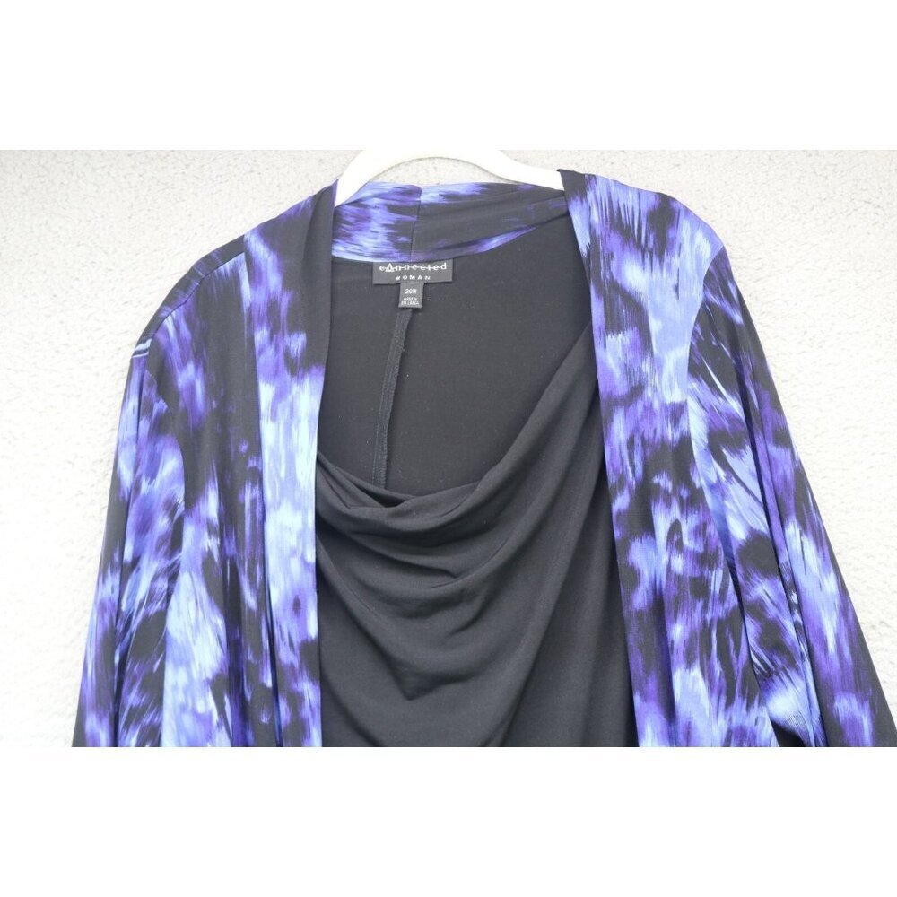 Connected Black Silky Cowl Neck Midi Dress w/Attached Cardigan-Size 20W-Church - Picture 2 of 9